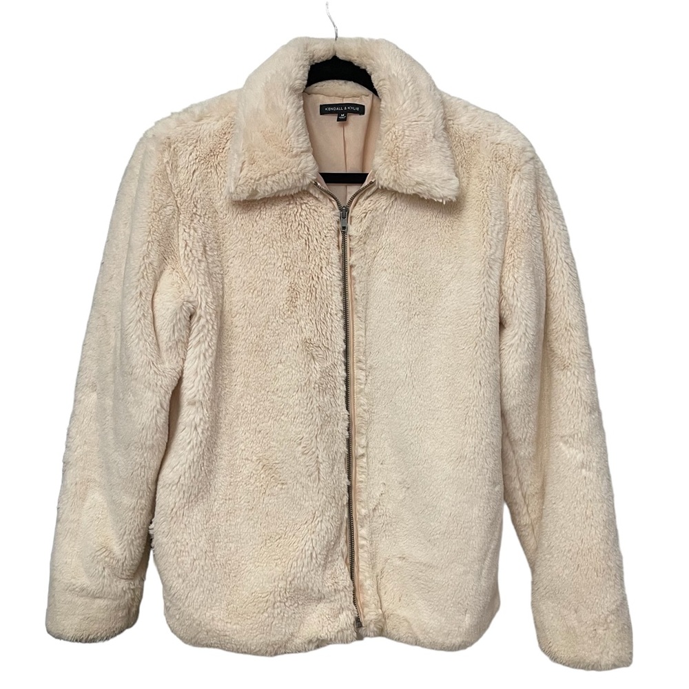 Kendall & Kylie Teddy Beige Zip-up Coat Size M